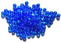 100 6mm Transparent Sapphire AB Round Glass Beads